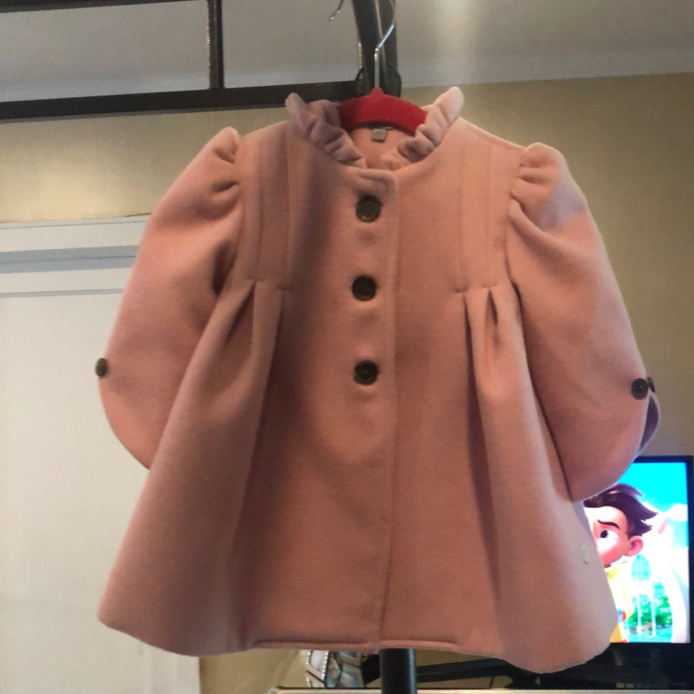 Gorgeous wool Jose Varon pink fancy wool coat (18m)